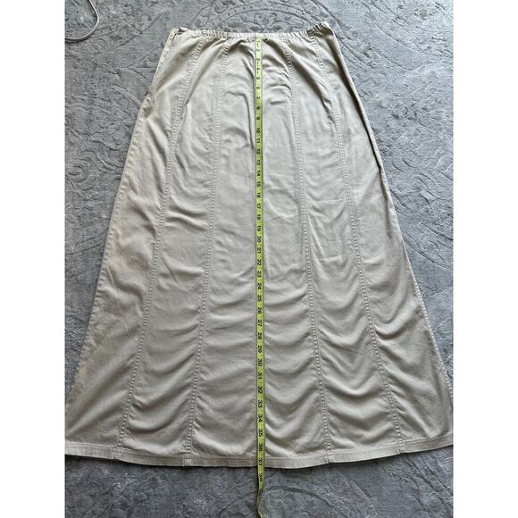 Khaki A-Line Long Skirt Women’s Medium Beige Modest Side Zip Panel Stitching - Picture 4 of 5